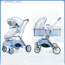 Passeggini# Nuovo passeggino da 2024 Baby può sedere o sdraiarsi pieghevole a quattro ruote carrello ad alta vista ad alta vista per il bambino passeggino neonato blu l416