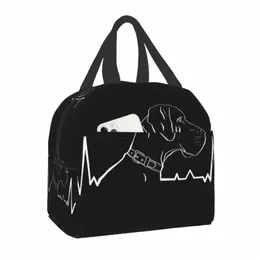 صناديق غداء كبيرة Dane Heartbeat للنساء تسرب تسرب ألماني Deutsche Dogge Bood Cooler Food Bag X2GE#