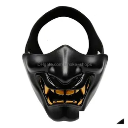 Party Masks Airsoft Paintball Wojskowy Taktyczny Prajna Half Face Mask Samurai Hannya Horror Scl Halloween Hunting Protective 230802 Dhwoc