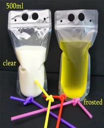 500 ml plastikowej torby na napoje zamek stojakowe torebki napoju letnie naczynia napoju do soków z sokiem bobrów i kawa 8561210