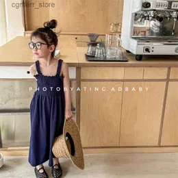 Rompers Girls Girls Smock Smock Groving Kids Sleeveless Materons Abbigliamento per bambini da 1 a 7 anni Cotton One Piece Pants Genper L410