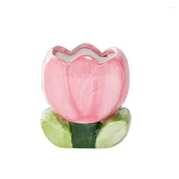 Pudełka do przechowywania ceramiczne tulipanowe kwiaty makijaż uchwyt pędzla stojak na blat próżność stołowa organizator łazienki 1 szt.