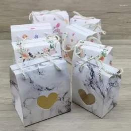 أكواب المجوهرات 10pc 2sizes paper gifts package box with Handmer Diy Handmade Marble Flower Style Window Paryt Wrappiles