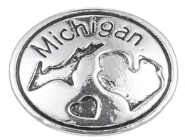 10pcslot 2017 Silver Michigan Snap Düğmeleri 18mm Takılar DIY Gümüş Snap Bilezik için Snap7331296