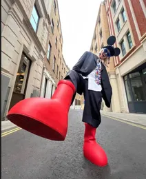 2024 Sapatos de vestido de primeira linha para homens femininos astro garoto grande boots vermelhos masculino masculino designer mschf botas grandes sapatos vermelhos sapatos hipster redonda botas de borracha tamanho 35-45