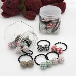 Hårtillbehör 10st/Lot Box Packade Girls Cute Plaid Ball Elastic Bands Headwear Scrunchies Gummi pannband