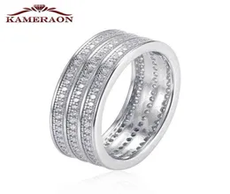 Kameraon Sterling Silver 925 Biżuteria Women039s szeroki pierścień Kryształ Świecenie Symulowana diamentowa osobowość Fine Silver Cureware Kobieta G5715777