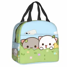 peach And Goma Insulated Lunch Bags for Work School Picnic Carto Mochi Cat Leakproof Cooler Thermal Lunch Box Women Kids W0dB#