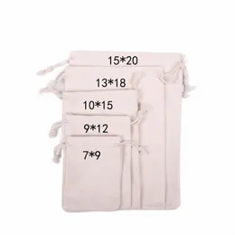 100pcs/Los natürliche Hüttenbeutel 7x9 9x12 10x15 13x18 15x20cm Draw String Geschenkbeutel Home Storage Sacks Packing Bag Custom Logo A7NW#