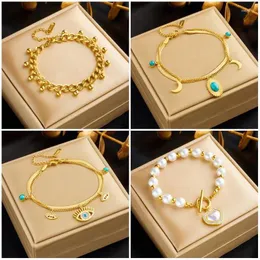 Charm Bracelets Dieyuro 316L Paslanmaz Çelik Gözler Ağaçlar Kristaller İnci Bilezik Kadınlar Kız Su Geçirmez Takı Zinciri Hediye Pulsera