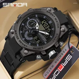 손목 시계 Sanda Top Digital Wrist Watches Mens Military G 스타일 쿼츠 전자 알람 시계 스포츠 충격 방지