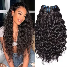 브라질 워터 파 묶음 100% 실제 휴먼 헤어 13 PCSLOT Remy for Black Women Natural Color 1B 240401