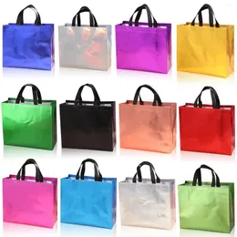 Подарочная упаковка 12 больших цветных мешков 13 дюймов многоразовый металлический глянцевый день рождения с ручками свадебные конфеты сумка