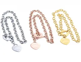 Nyaste t -stil design chunky ot kedjor hjärta charms hänge halsband titanium stål guld silver15196281176214
