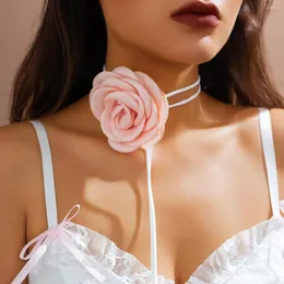 Choker Ailodo Exaggerated Big Rose Flower Clavicle Chain Necklace For Women Romantic Party Wedding Fashion Jewelry Gift