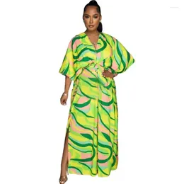 ملابس عرقية أنيقة الفساتين الأفريقية للنساء Dashiki طباعة فضفاضة طويلة الفستان الفستان رداء الصيف رقيقة الشق الطرف الجنية وصول