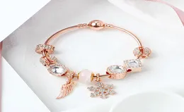 Whole2019 New Rose Gold Life Tree Pandor Jewelry Charm Pendant Bracelet Rose gold interwoven love Bead Bracelet with logo3807923