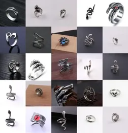 25pcs/lot retro gothic band Ring Animal Vintage Styles Men Women Fashion Stainless Steel Punk Open Rings قابل للتعديل المجوهرات wholesale8781140