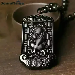 Pendant Necklaces Wholesale Black Natural Obsidian Carved Abacus Pi Xiu Lucky Amulet Business Necklace For Women Men