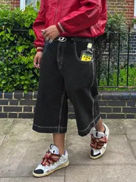 Bermuda -Shorts für Männer Hip Hop Baggy Fit Short Homme Pantalones Cortos de Hombre Sommer mit großer Bein lose geschnittene Denimhose Jeans 240412