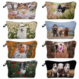 niedliche Tier Chihuahua Samoyed Hund Printed Women Kosmetische Tasche tragbare faltbare Reiseorganisator Fi Toilettenbeutel Make -up -Tasche F2XJ##