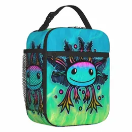 exotic Axolotl Resuable Lunch Boxes Waterproof Salamander Animal Thermal Cooler Food Insulated Lunch Bag Kids School Children R2EK#