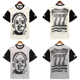 24SS USA Mężczyzna z maską drukowaną patchwork tee vintage designer T Shirt Spring Summer Casual Fashion Board Men Tshirt 0416