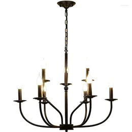 Candeliers Modern Creative Hall Bedroom Garden Restaurante Antigo Black Iron Decoration Lighture