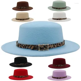 Basker ull klassisk solid bälte dekoration kvinnor fedora hattar gentleman jazz män retro lady platt bred stor grim klänning runda topp hatt