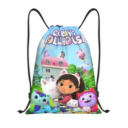 حقيبة الرباط المخصصة Gabbys Dollhouse لتدريب حقائب الظهر اليوغا للنساء الرجال Carto Mermaid Sports Gym Sackpack T091#