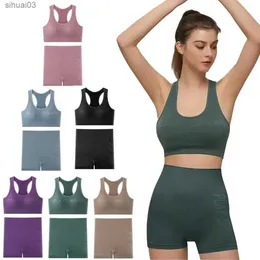 Feminino de pista feminina Mulheres Yoga Set Set Workout Clothing Gym Fitness Sportswear Crop Top Sports BRA Legging sem costura Ativo Vestido 2 peças Suitl2403