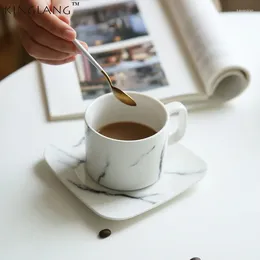 Tassen Kinglang Nordic Keramic sieht aus wie Marmor Becher Schwarzweiß -Tasse Kaffee Großhandel Qualitätsprodukte