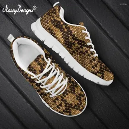 Sapatos casuais NoisyDesigns Women Python Skin Prints Flats Air Mesh 3D Sneakers femininos Zapatillas Mujer