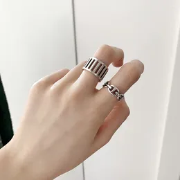 Cluster Rings Weiyue S925 Sterling Silver European och American Retro Wide Vertical Bar Ladies Pocke Finger Ring Wedding Party Jewelry Gift