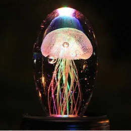 Lampor nyanser 3D LED -lampa gelé fisk kristall skrivbord lampad nattlampa med lampa bas baby sömn skrivbord lampa nattlampa barn gåva Q240416