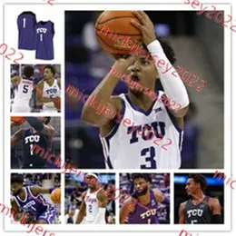 TCU Horned Frogs Jersey 11 Trevian Tennyson 41 Jace Posey 44 Essam Mostafa 55 Zach Gonsoulin TCU Basketball Jerseys Custom Stitched