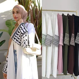 Etniska kläder 2024 broderi muslimsk blygsam kofta för kvinnor eleganta arab dubai abaya klänning lyx långärmad kappa och bälte islam