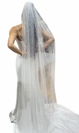 250 cm/98,5 tum Vita elfenbenspärlor Bröllopslöjor LG Veil For Bridal With Comb One Layer Wedding Accores F97Z#