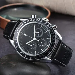 Omeg New Three agulhas costura os relógios masculinos de luxo, assistir de alta qualidade, relógio de marca de marca preta, cinturão de moda de moda, presentes de férias RELOJES 01