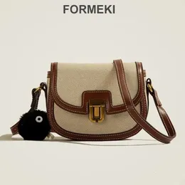Formeki Fashion Women Bag ins Fashion Mixed Color Vintage Saddle Bag Bag Bag Bag Casual Luxury Designer Bag 240402
