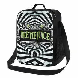 Lunhanas isoladas de filme de terror Beetlejuice para mulheres Tim Burt estilo portátil Térmico Cooler Food Lunch Box School 14WH#