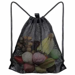 Mesh DrawString Bag Beach Bag For Swimming Gear Ryggsäck för vuxna Kids Sports Football Soccer Kickboard Wable Bag S1MO#