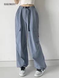 Frauenhose bf losen gerade Sportarten dünne Jazz Black Belt Fallschirmhosen lässige koreanische Kleidung Y2K Overalls Multi-Pocket