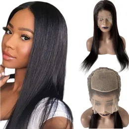 18 inç Brezilya Bakire İnsan Saç Doğal Renk 4x4 İpek Üstü Tam Dantelli Siyah Kadın İçin