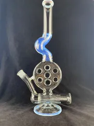 Schweizer Perc mit einem Incycler 1 Inline Perc 18 Zoll 18 mm Akzente mit geheimen weißen benutzerdefinierten neuen Design Fügen Sie eine klare Hornschale als Geschenk hinzu