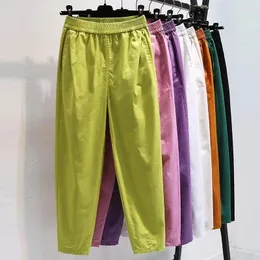 Pantaloni femminili primavera estate 2024thin harun casual donne di grandi dimensioni sliose pantaloni papà colorati sono femmine di ravanello a nove punti