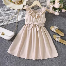 Girl Dresses Toddler Summer Sleeveless Solid Color Ruffles Dress Casual School Dance for Girls Lace Bridesmaid