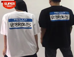 VTM SS Hello My Name은 시그니처 낙서 로고 Tshirt Men039S 및 Women039S Short Sleeve Street Sign 6Q7N2245545