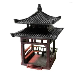 Decorazioni da giardino Padiglione Piccoli ornamenti Gazebo in miniatura Figurina Acquario Acquario Statue Pagoda Statue Outdoor Desktop Plastic Paesaggio