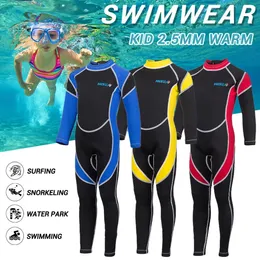 25 mm Neopren Surf Girls Jungen Schweinerhtbrach -Wachmann -Anzüge Langarm Kinder Schnorcheln Surfen Badebekleidung 240407